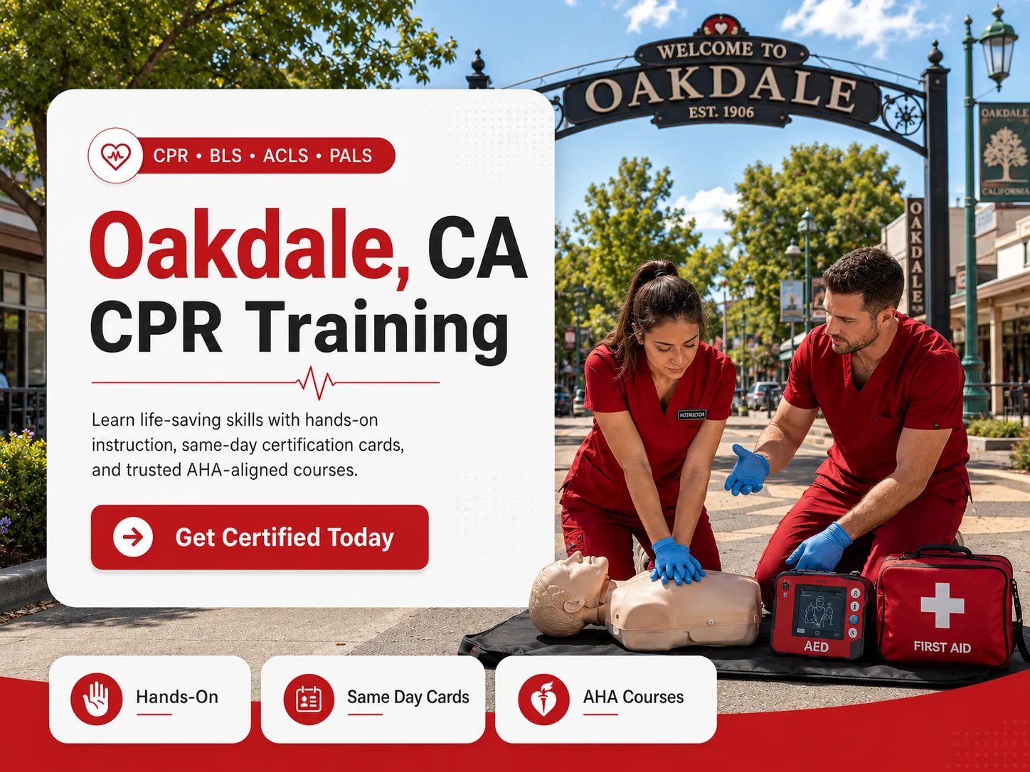 CPR compression technique training in Oakdale, CA certification course