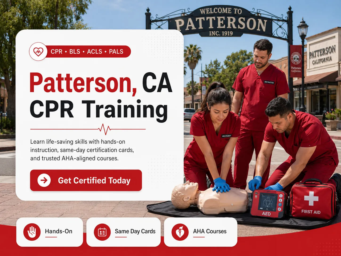 CPR training class in Patterson, CA – BLS, ACLS & PALS certification course