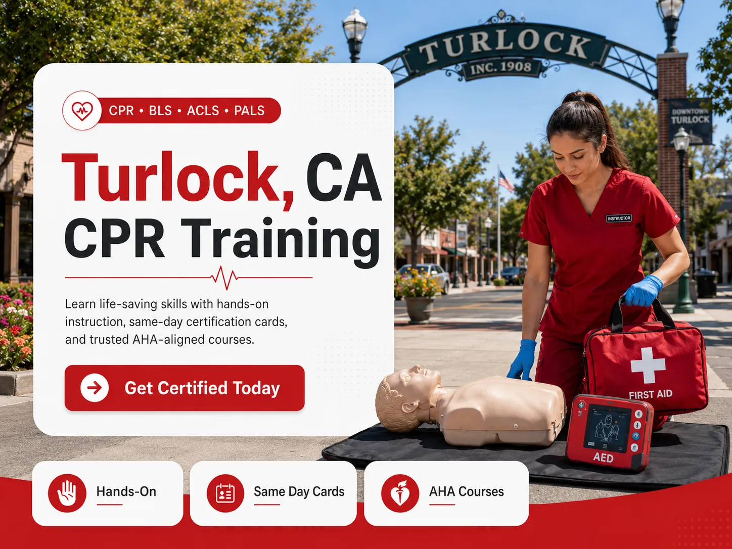 Hands-on CPR and BLS certification training in Turlock, CA